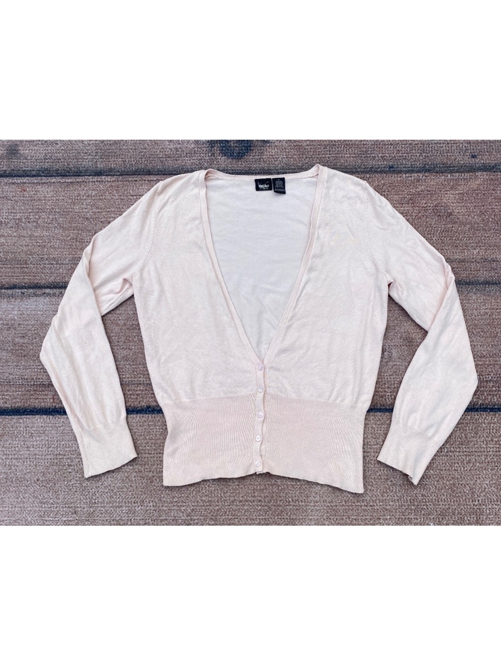 Downtown girl Y2K silk blend ballerina pink deep v-neck lightweight cardigan L